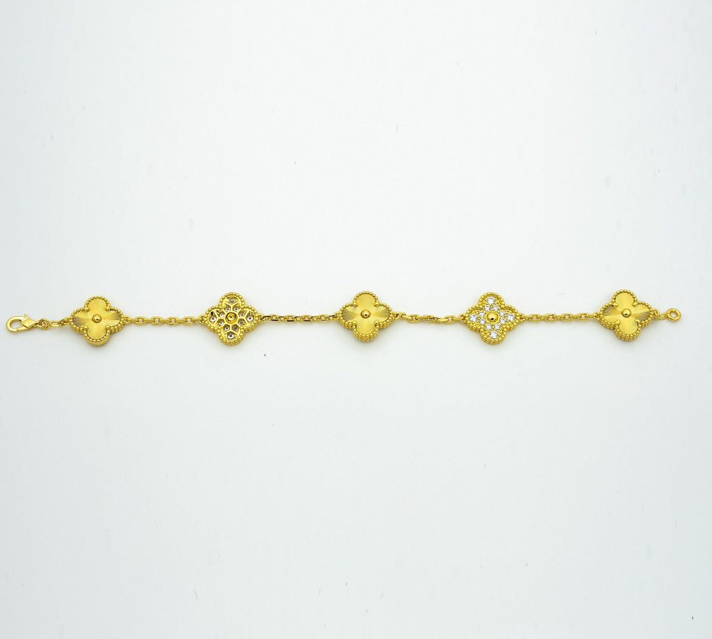 [Royal]CLOVER BRACELET 5 MOTIFS GOLD DIAMOND