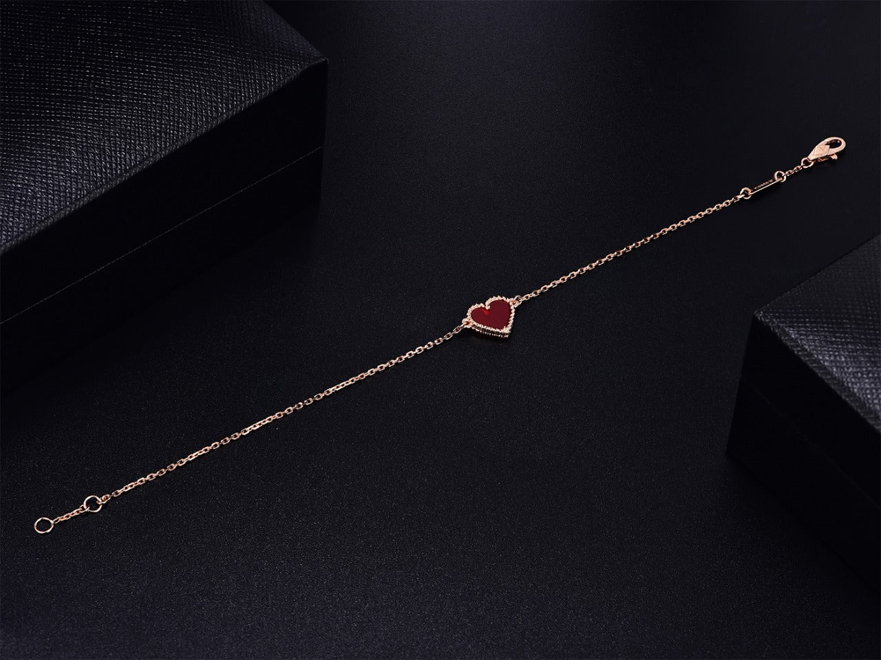[Royal]HEART CARNELIAN PINK GOLD BRACELET