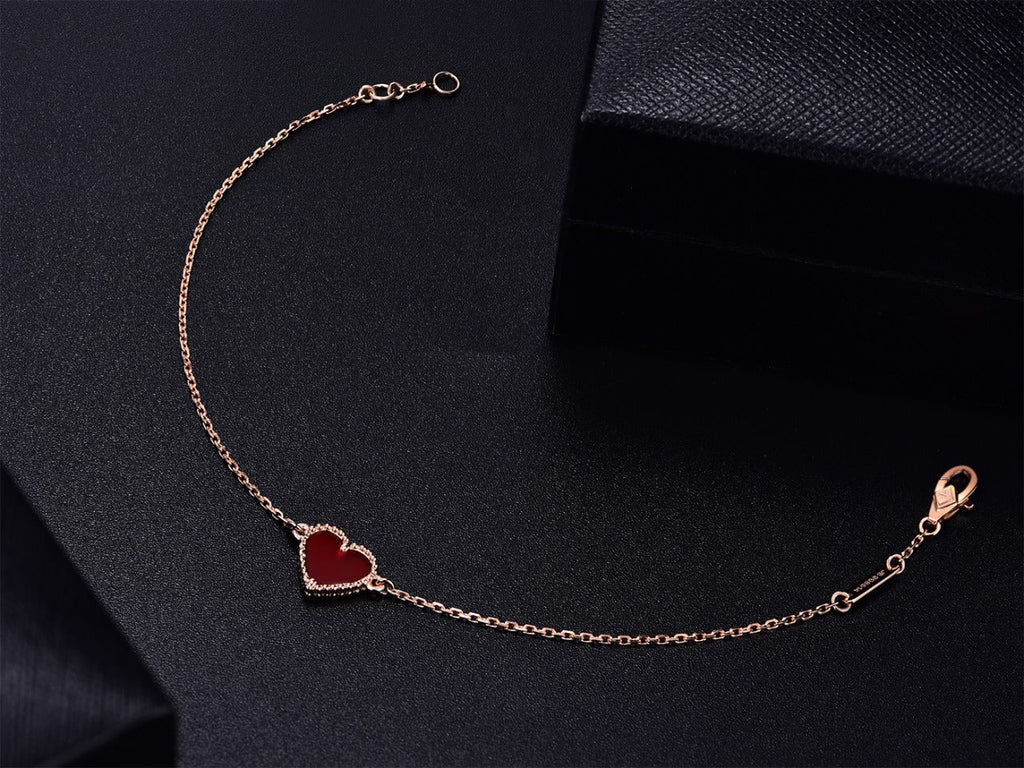 [Royal]HEART CARNELIAN PINK GOLD BRACELET