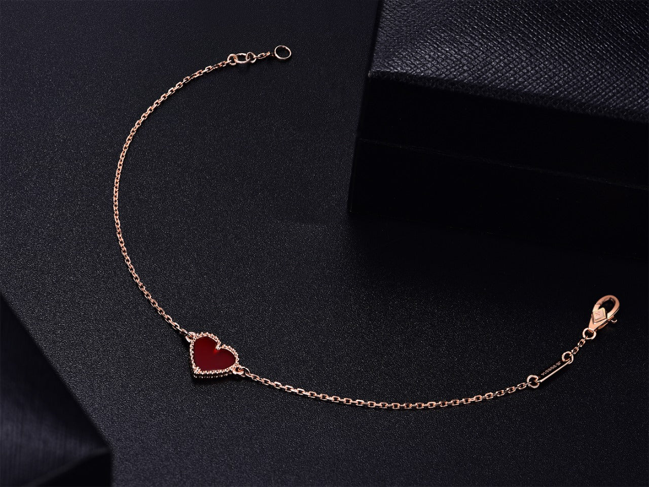 [Royal]HEART CARNELIAN PINK GOLD BRACELET
