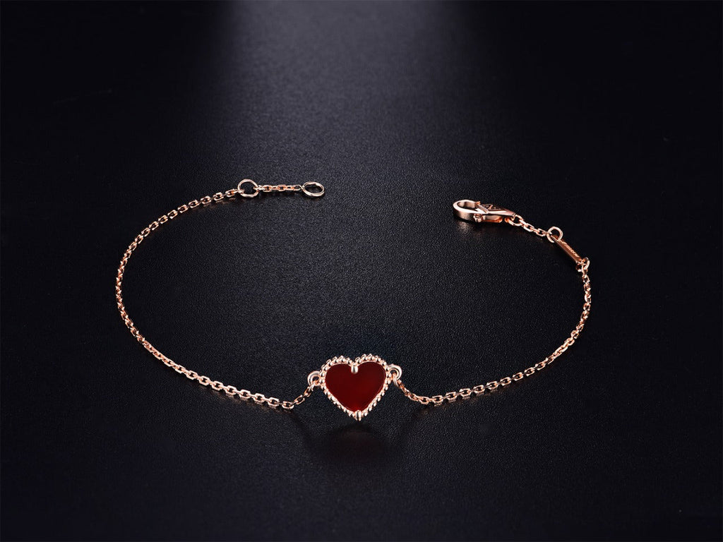 [Royal]HEART CARNELIAN PINK GOLD BRACELET