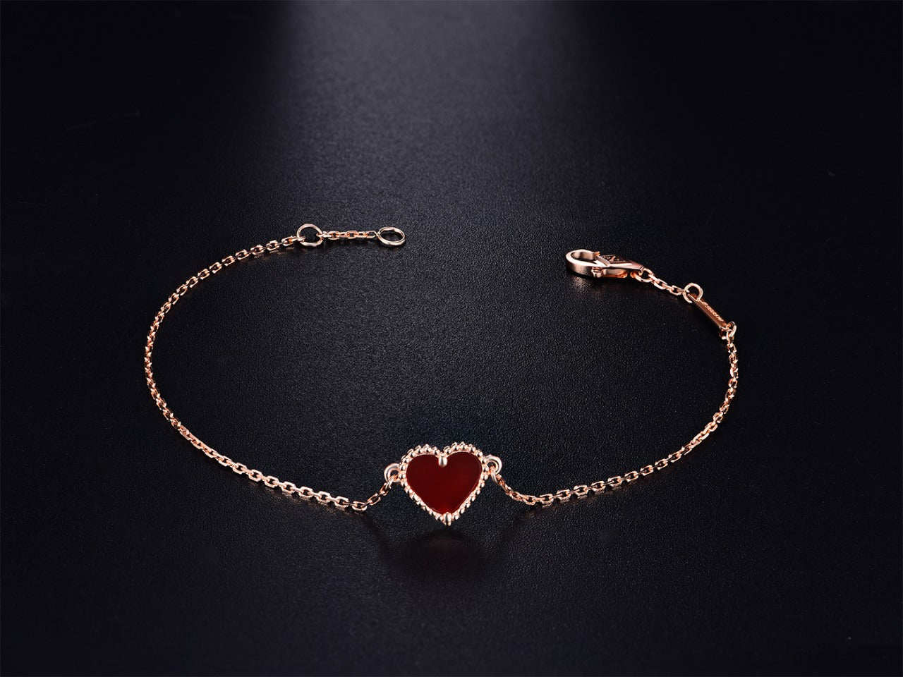[Royal]HEART CARNELIAN PINK GOLD BRACELET