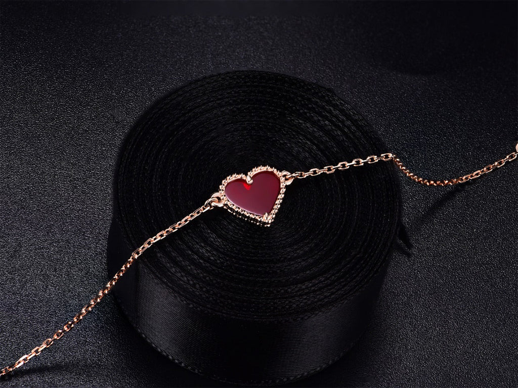 [Royal]HEART CARNELIAN PINK GOLD BRACELET