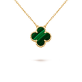 [Royal]CLOVER 15MM MALACHITE SINGLE FLOWER  NECKLACE