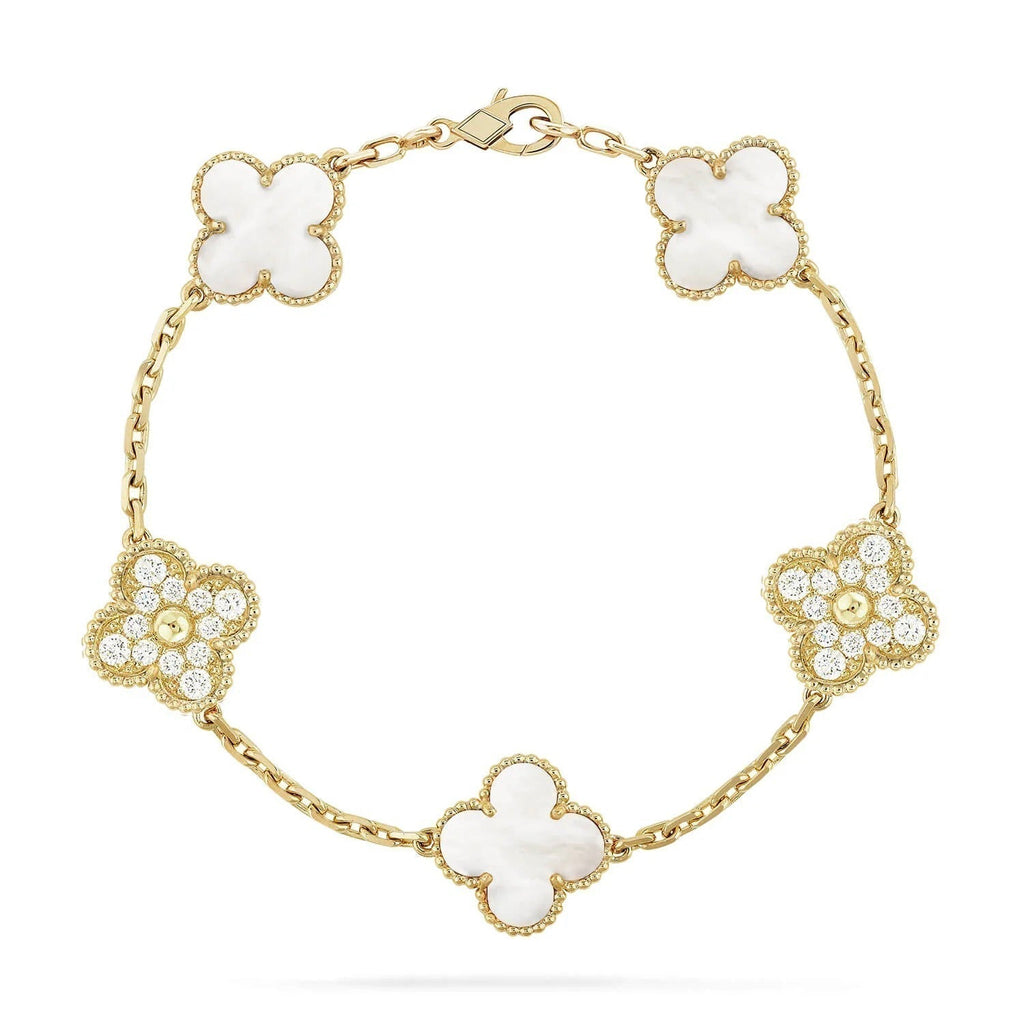 [Royal]CLOVER BRACELET 5 MOTIF WHITE MOP DIAMOND