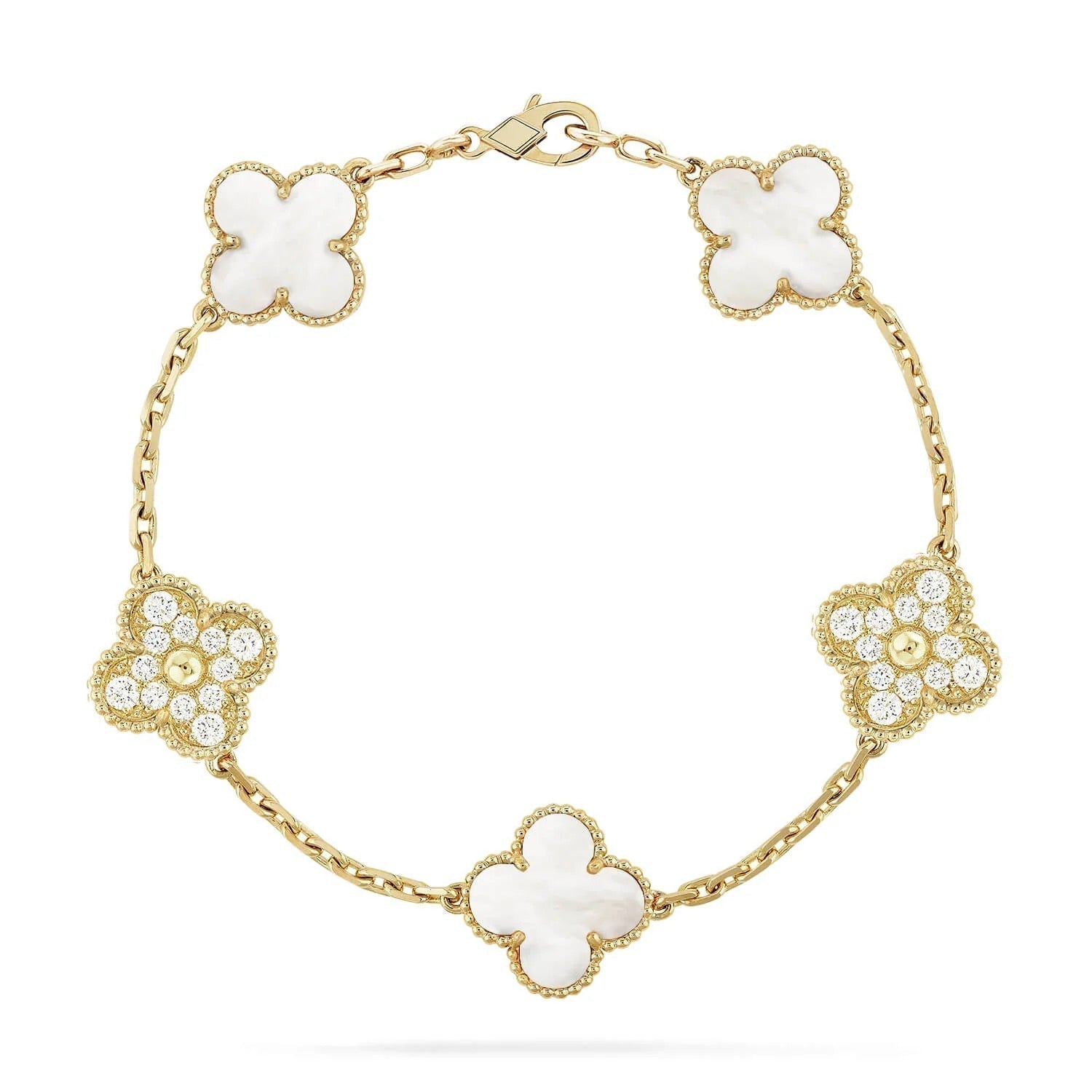 [Royal]CLOVER BRACELET 5 MOTIF WHITE MOP DIAMOND