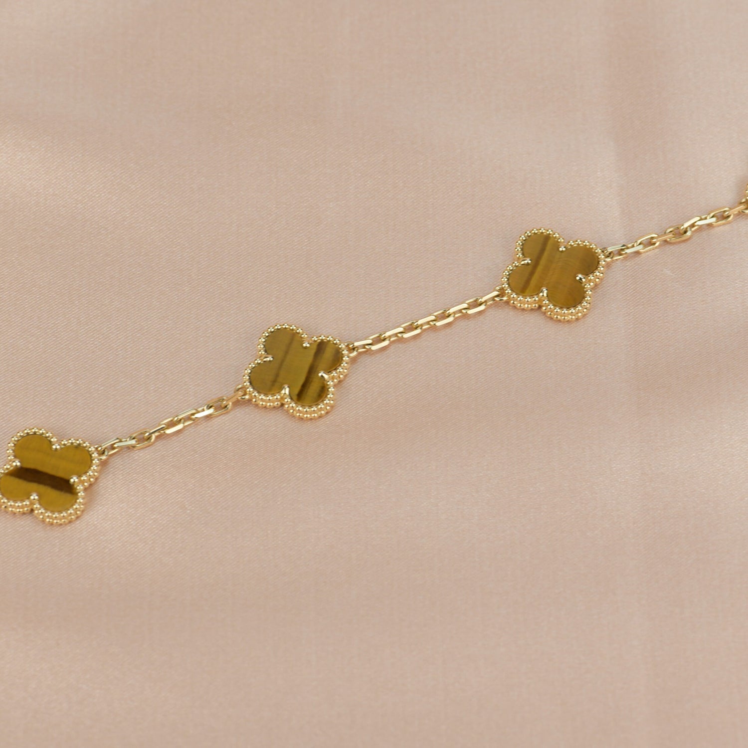 [Royal]CLOVER  5 MOTIFS TIGER EYE BRACELET