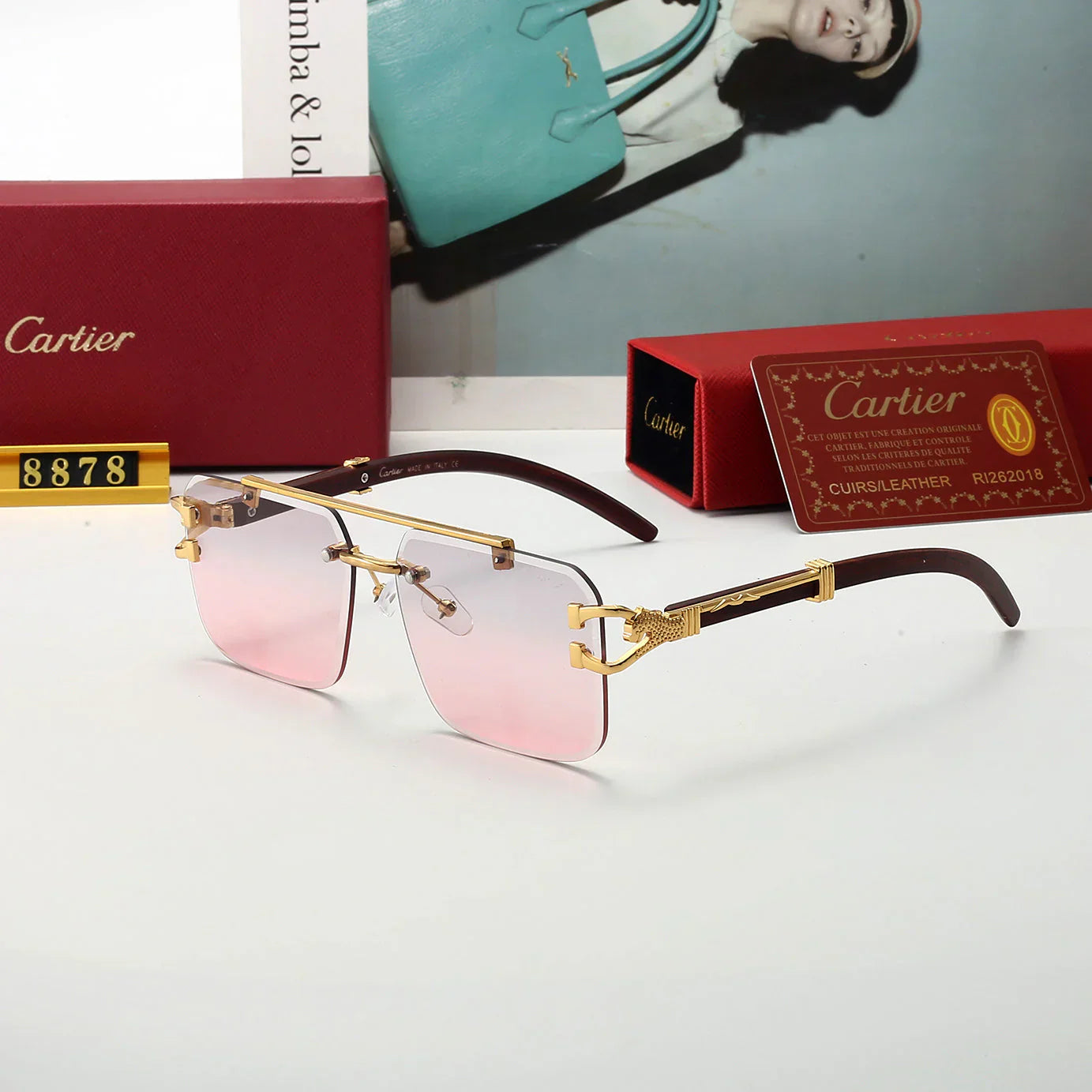 5 colors of trendy rimless sunglasses 8878