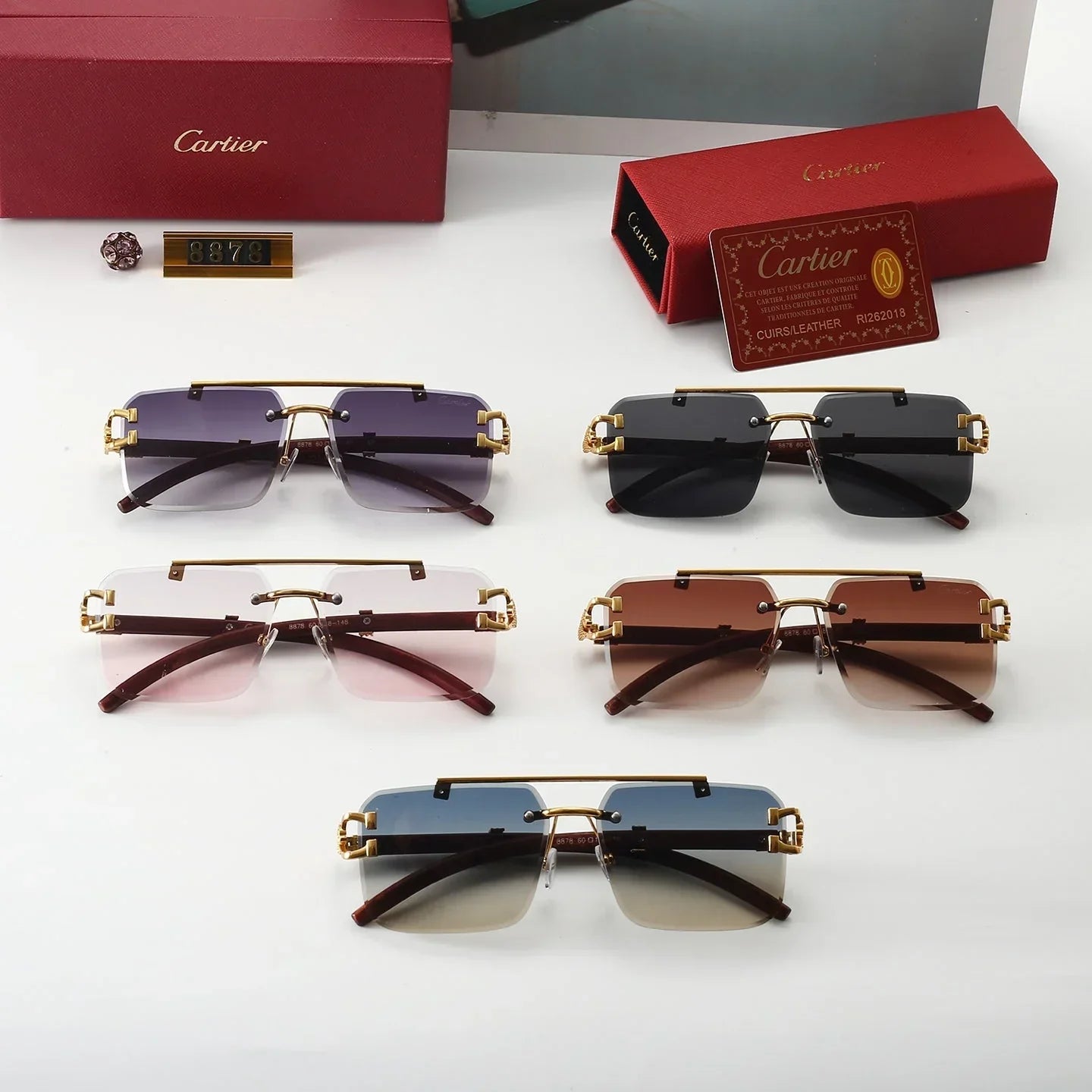 5 colors of trendy rimless sunglasses 8878