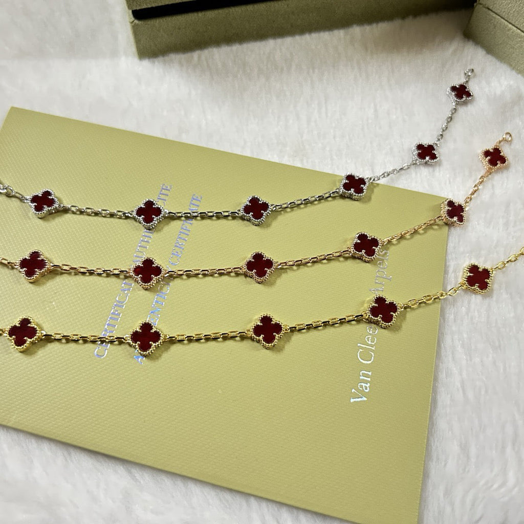 [Royal]CLOVER 6 MOTIF RED AGATE BRACELET