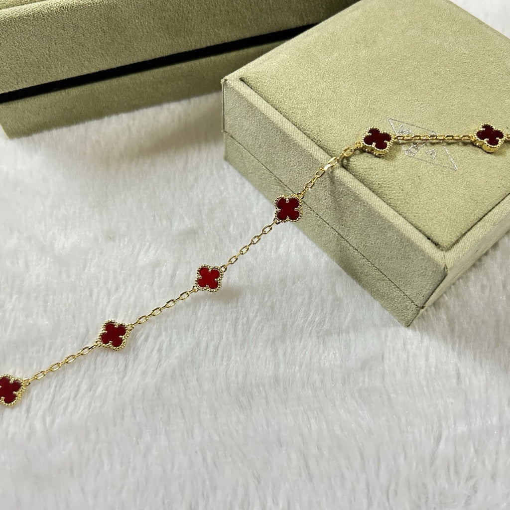 [Royal]CLOVER 6 MOTIF RED AGATE BRACELET