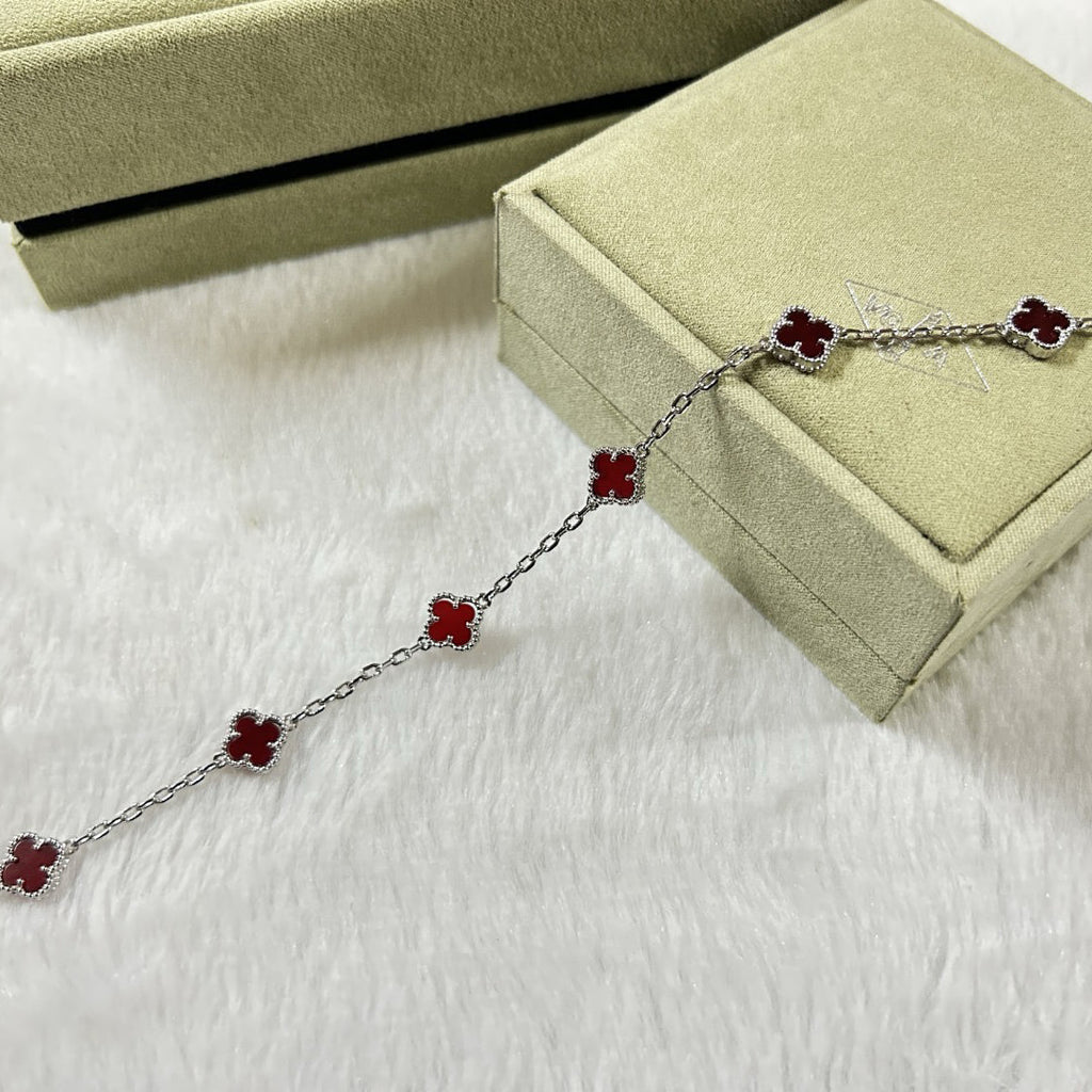 [Royal]CLOVER 6 MOTIF RED AGATE BRACELET