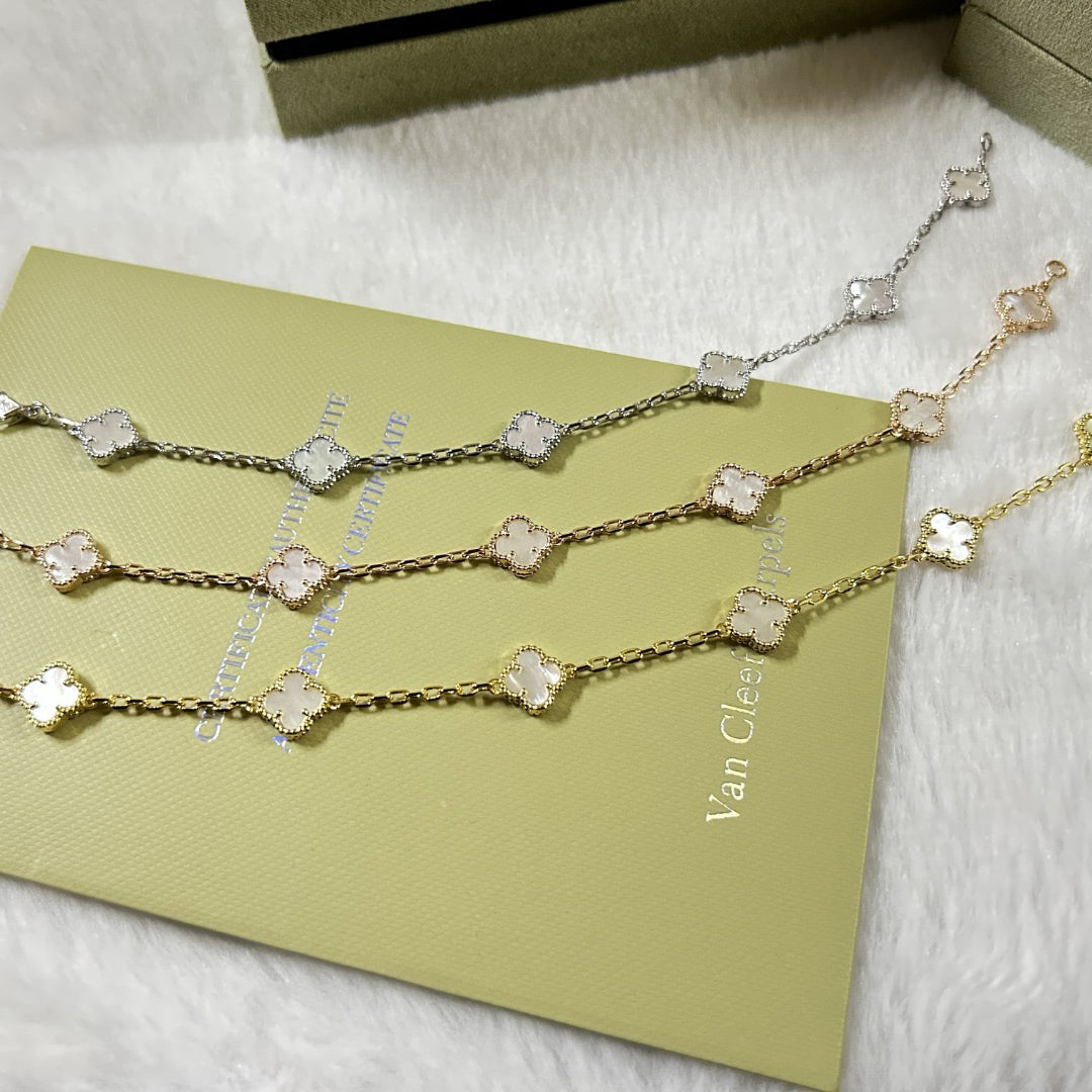 [Royal]CLOVER 6 MOTIF WHITE MOP BRACELET