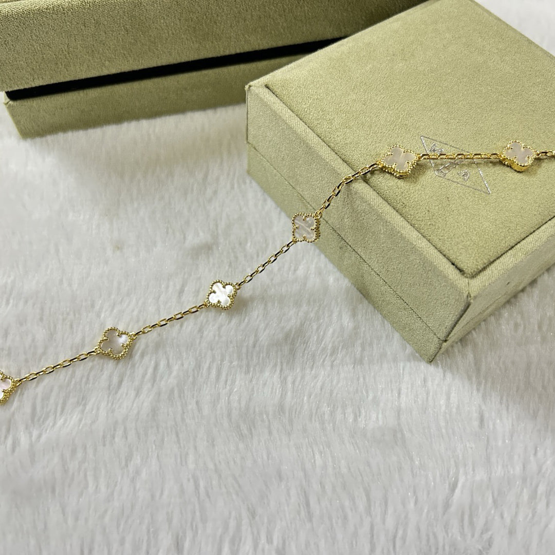 [Royal]CLOVER 6 MOTIF WHITE MOP BRACELET