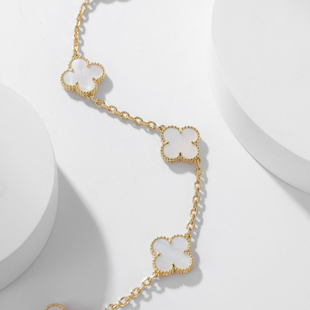 [ROYAL]CLOVERS THE 10-MOTIFS WHITE MOTHER OF PEARL NECKLACE