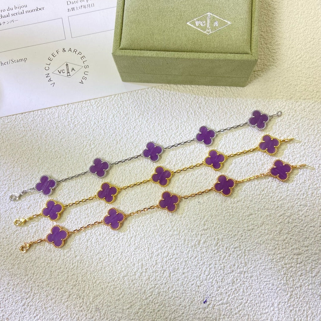 [Royal]CLOVER  5 MOTIFS  PURPLE VIOLET BRACELET