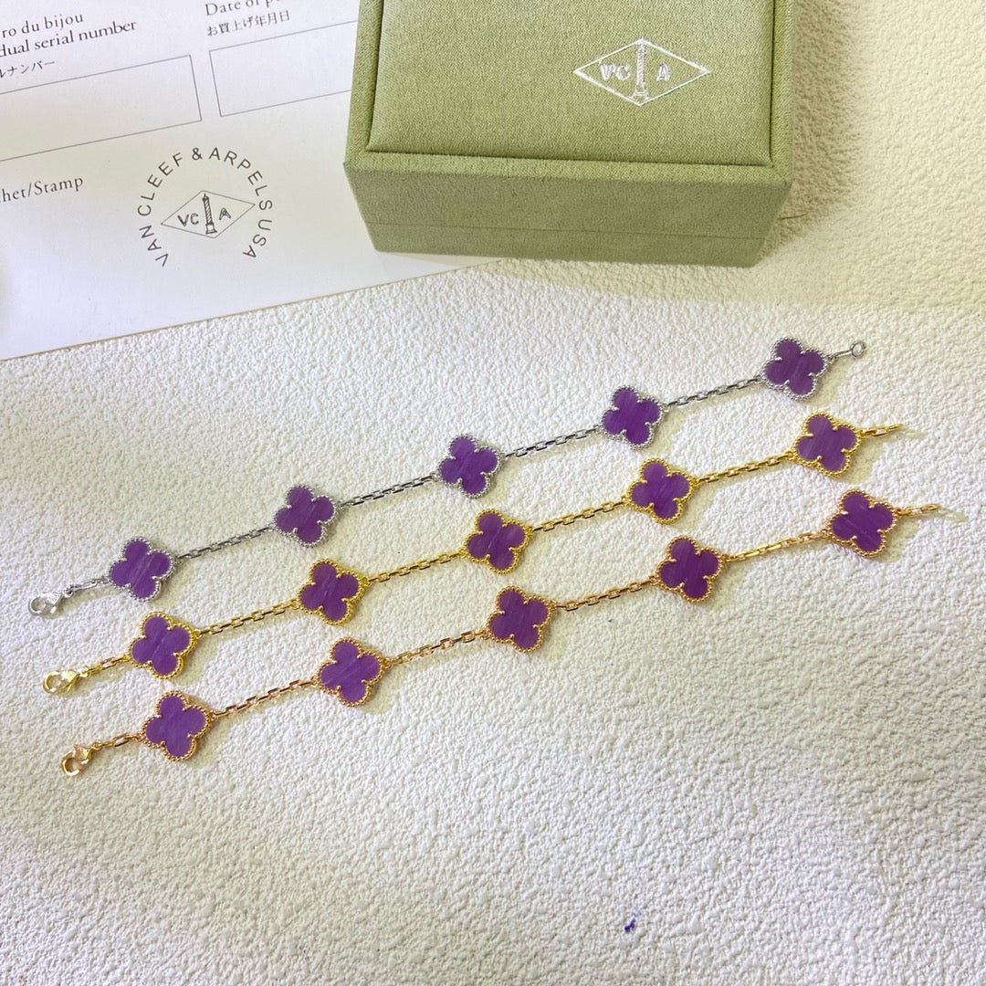 [Royal]CLOVER  5 MOTIFS  PURPLE VIOLET BRACELET