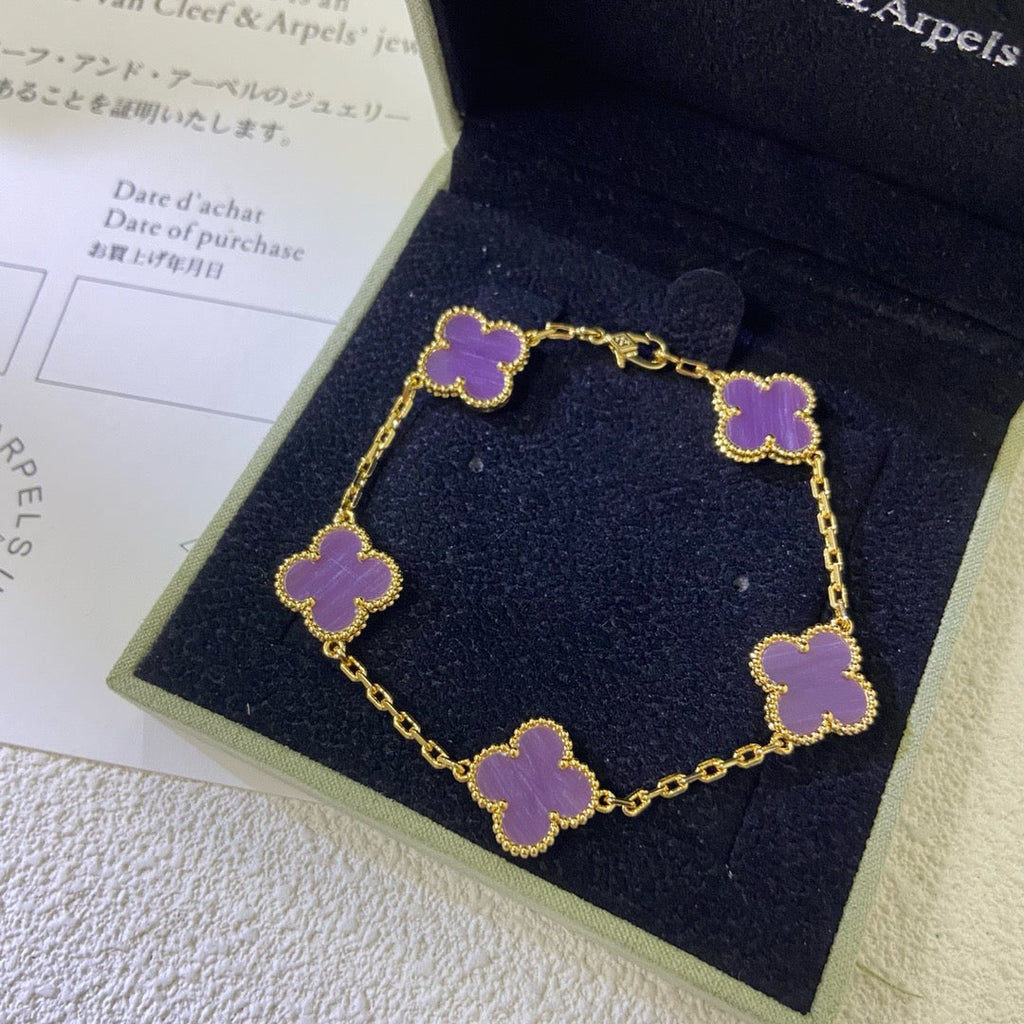 [Royal]CLOVER  5 MOTIFS  PURPLE VIOLET BRACELET
