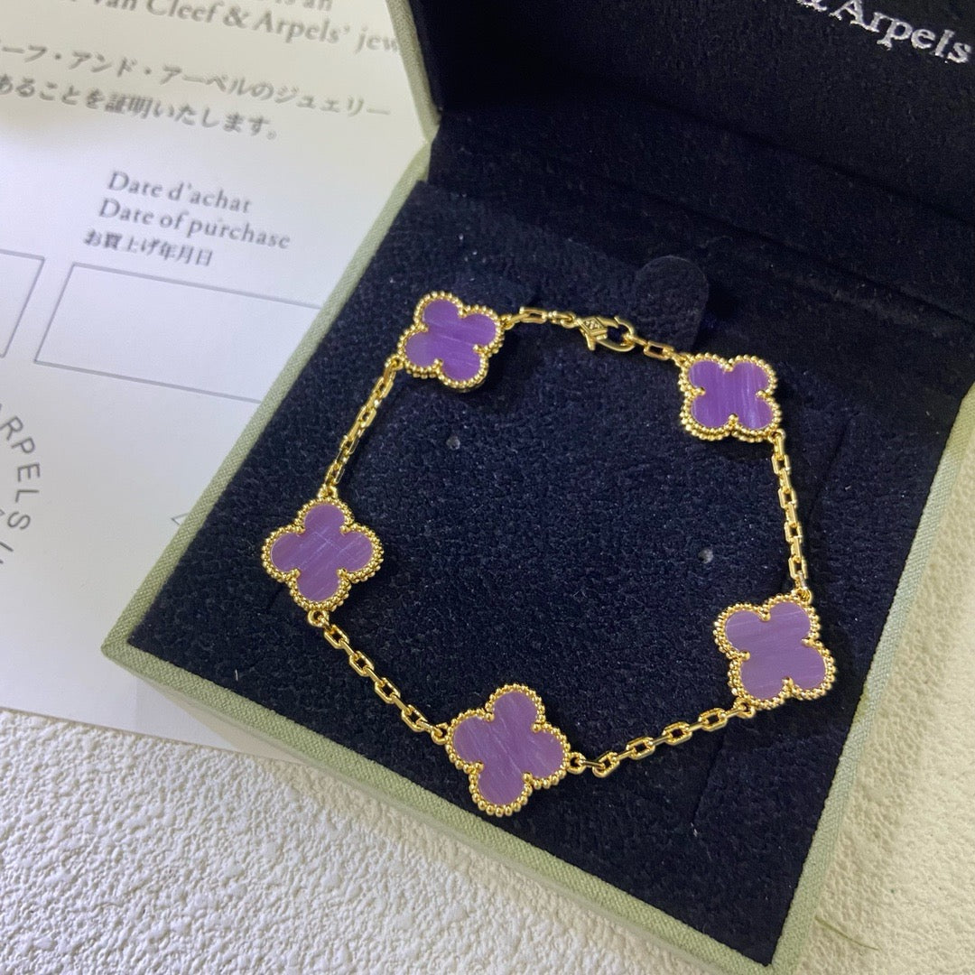 [Royal]CLOVER  5 MOTIFS  PURPLE VIOLET BRACELET