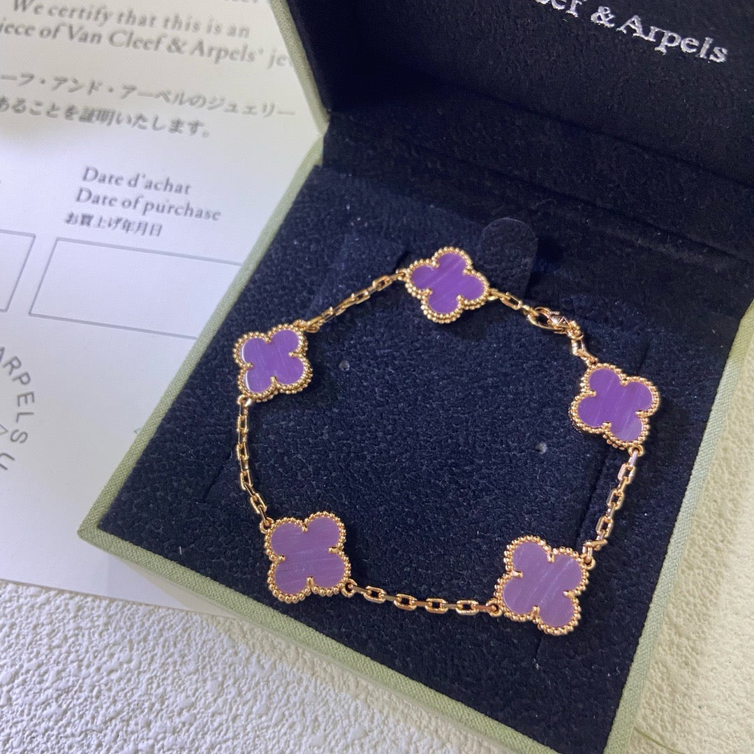 [Royal]CLOVER  5 MOTIFS  PURPLE VIOLET BRACELET