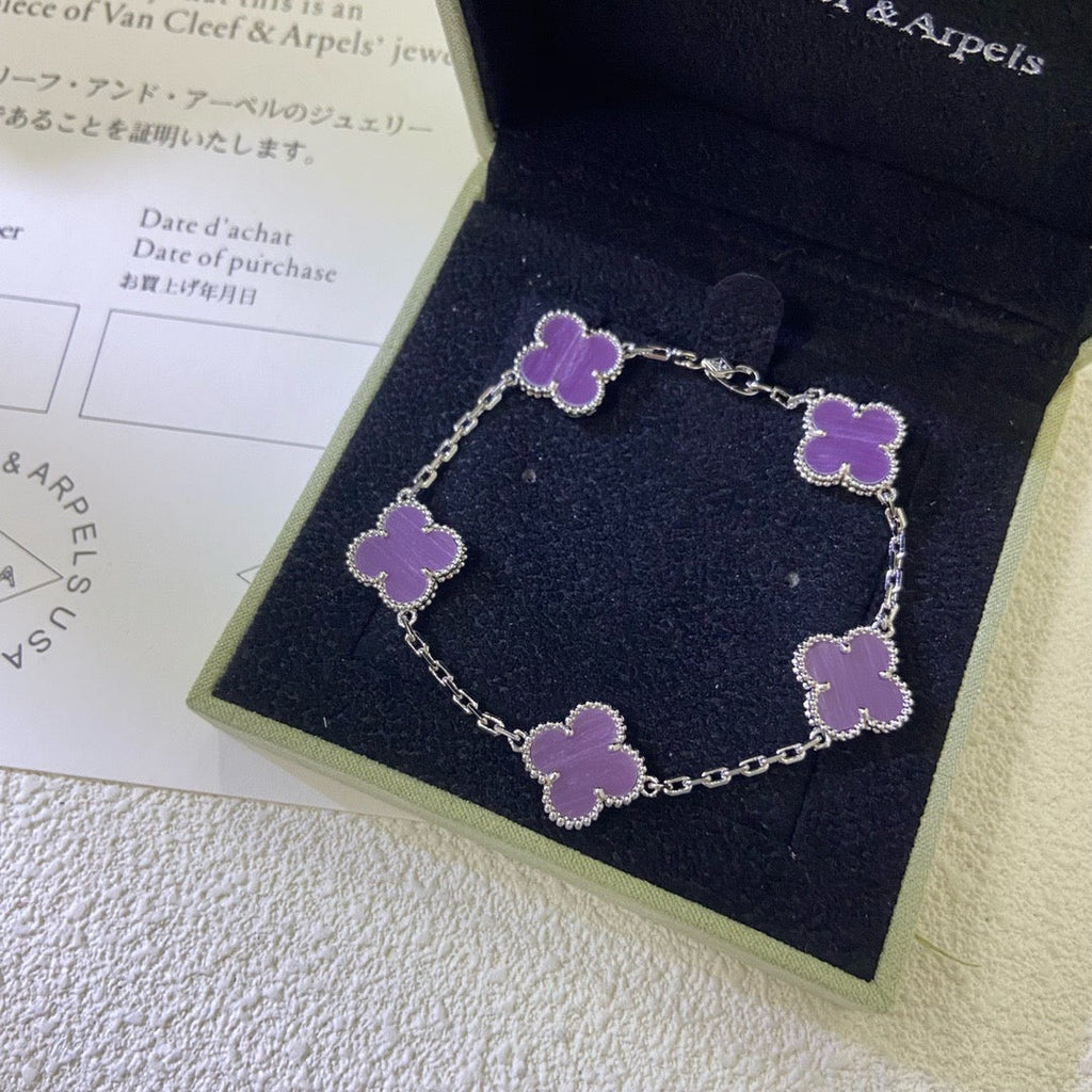[Royal]CLOVER  5 MOTIFS  PURPLE VIOLET BRACELET