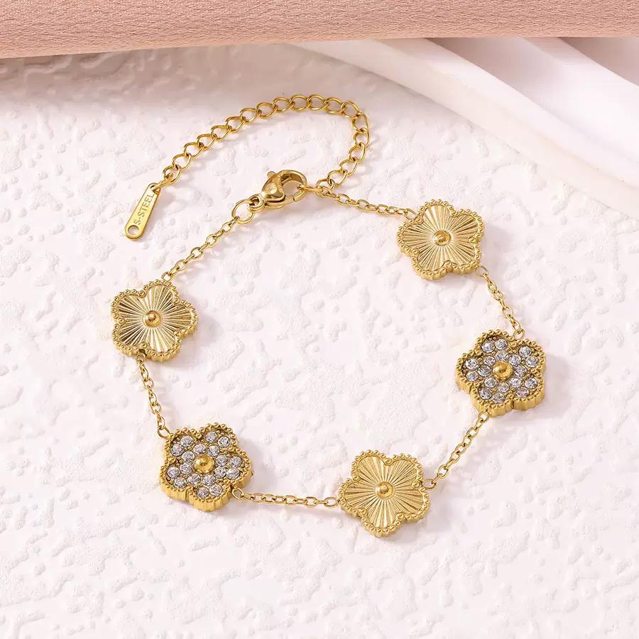 CLOVER BRACELET 5 MOTIF WHITE MOP DIAMOND