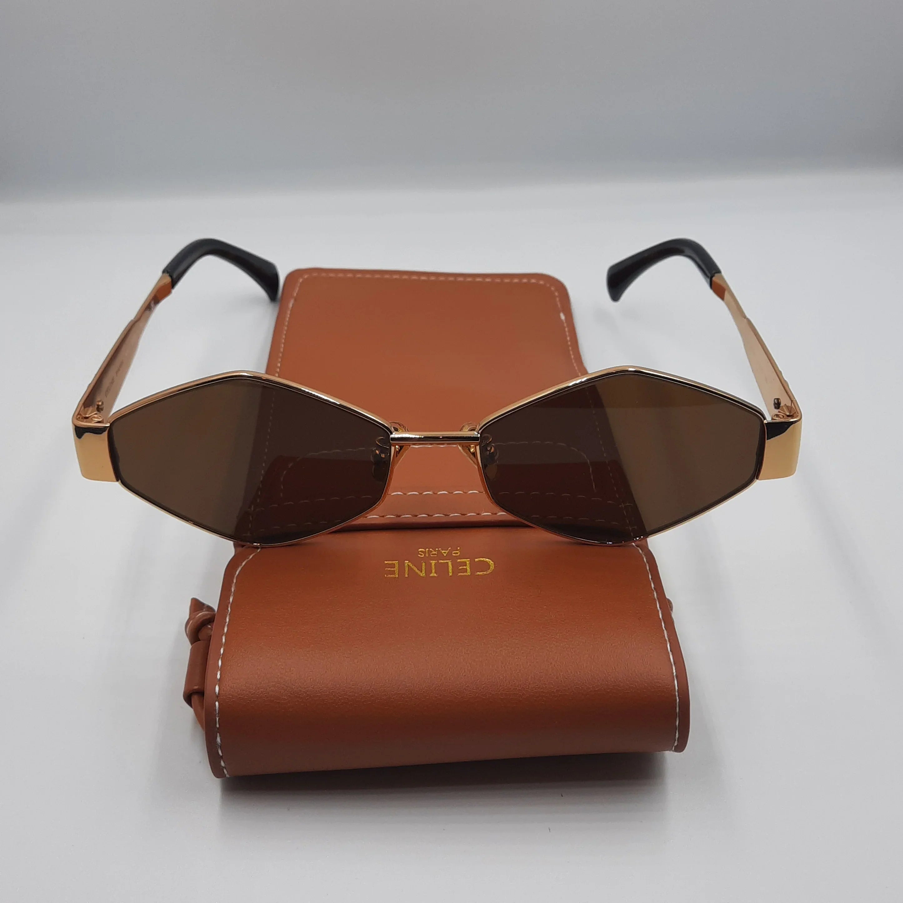 Lunettes de soleil monture luxe métal doré 7741