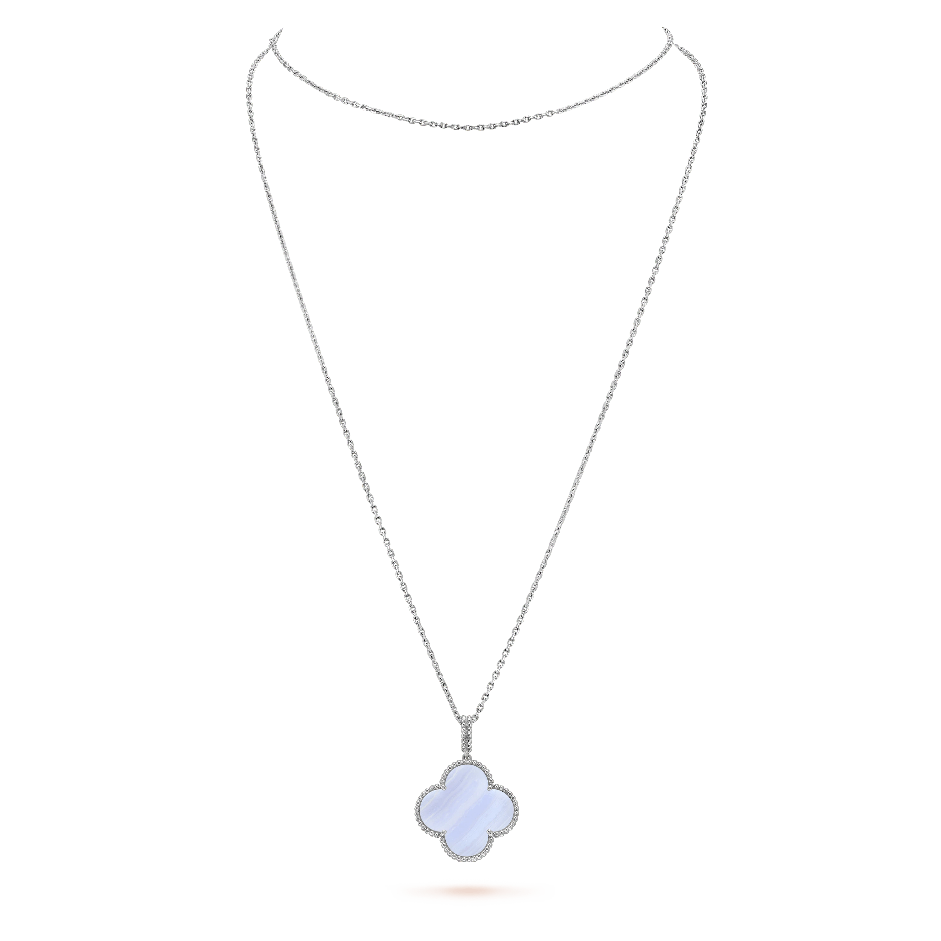 [Royal]CLOVER SILVER CHALCEDONY BIG CLOVER NECKLACE