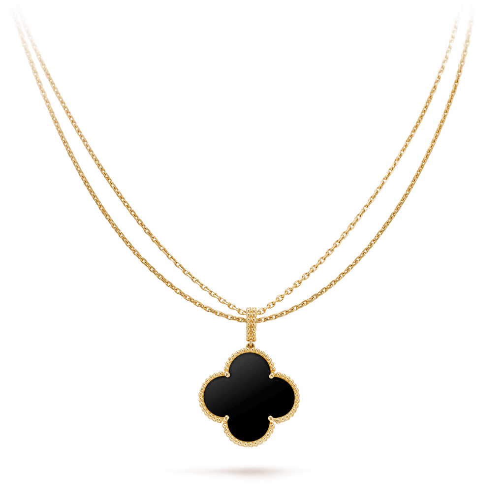 [Royal]CLOVER 25MM GOLD ONYX BIG CLOVER NECKLACE