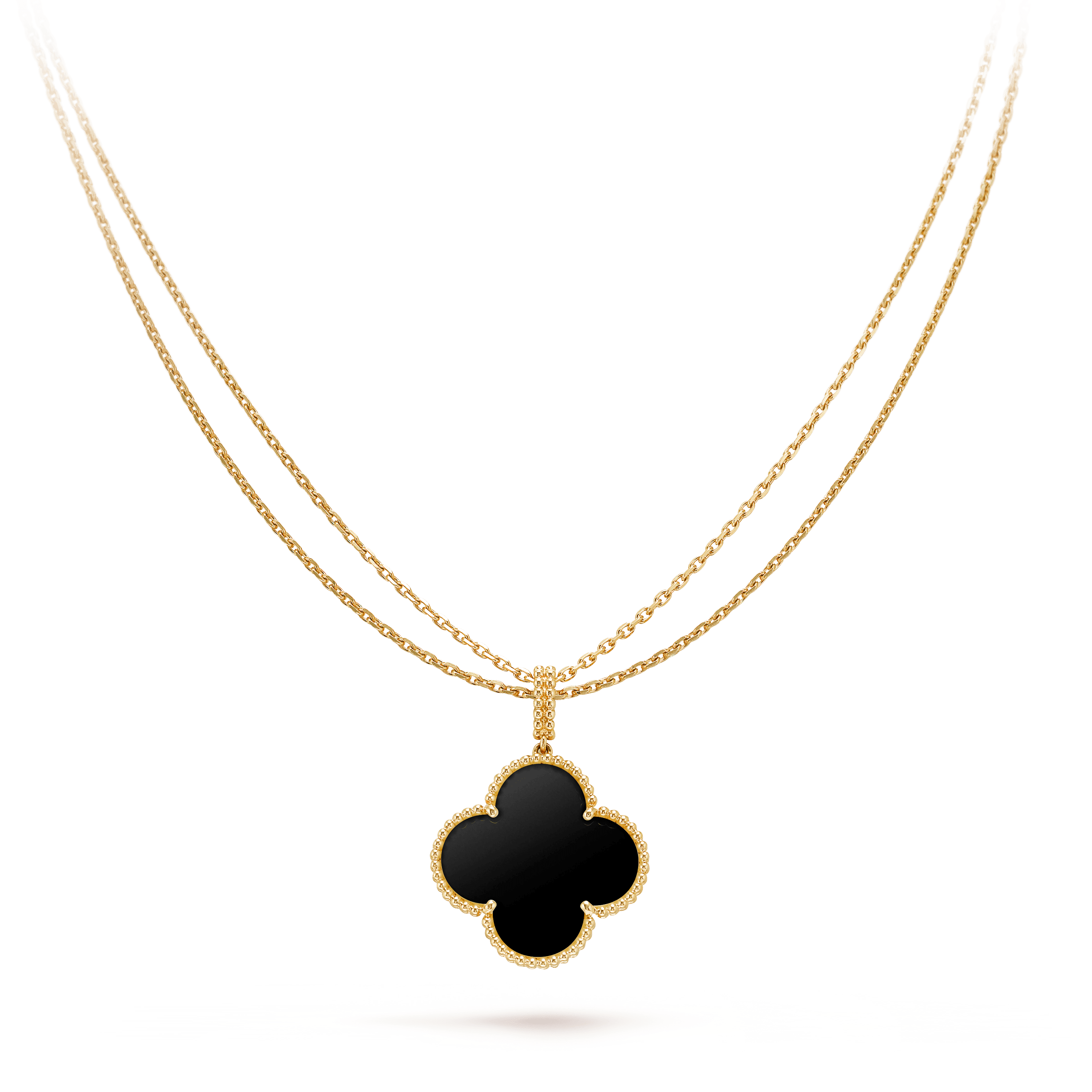 [Royal]CLOVER 25MM GOLD ONYX BIG CLOVER NECKLACE