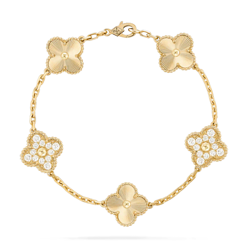[Royal]CLOVER BRACELET 5 MOTIFS GOLD DIAMOND